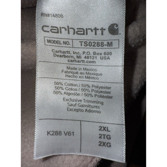 Carhartt Hoodie 2XL Loose Fit Mink Sweatshirt Logo Sleeve Workwear Streetwear - Picture 9 of 10